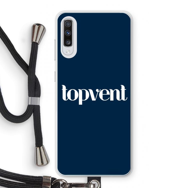 Topvent Navy: Samsung Galaxy A70 Transparant Hoesje met koord