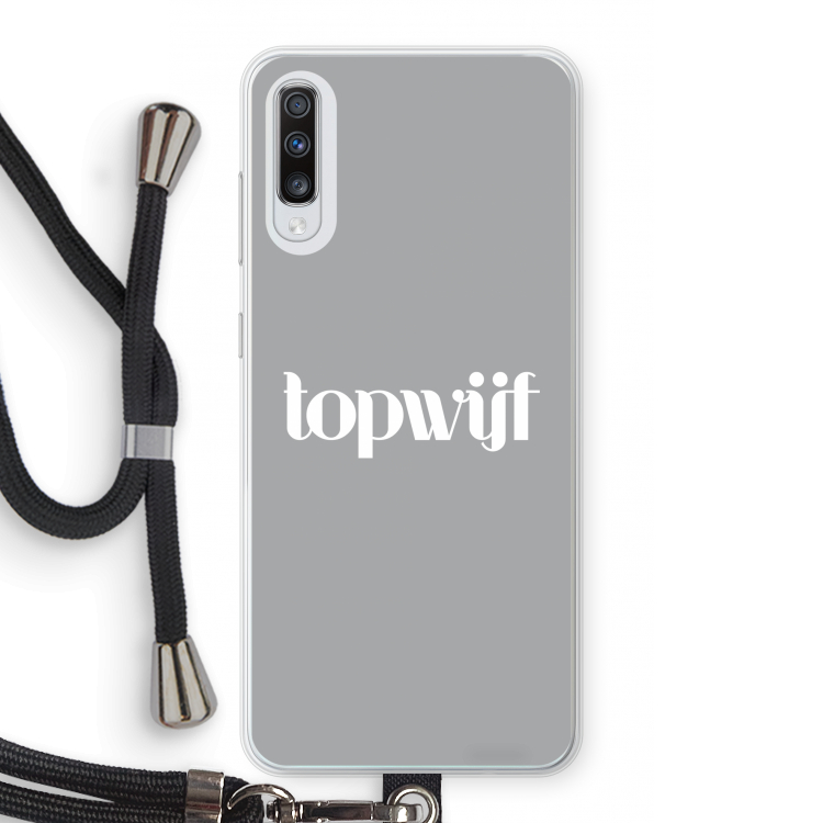 Topwijf Grijs Wit: Samsung Galaxy A70 Transparant Hoesje met koord