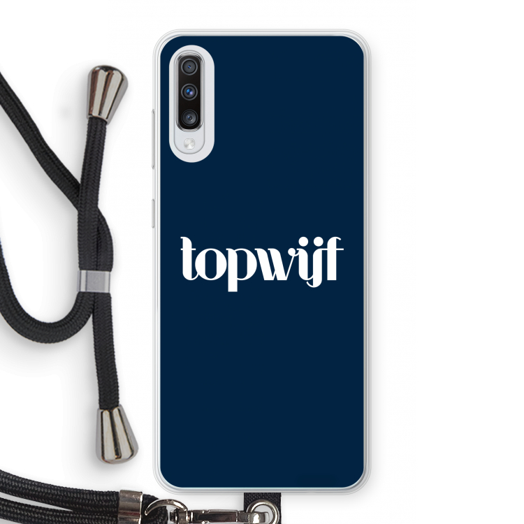 Topwijf Navy: Samsung Galaxy A70 Transparant Hoesje met koord