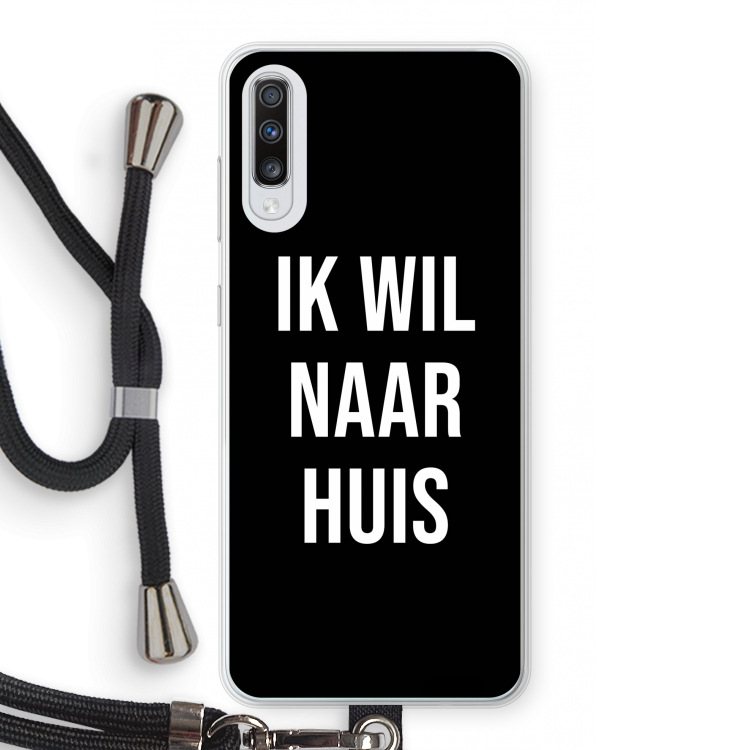 Ik wil naar huis - Zwart: Samsung Galaxy A70 Transparant Hoesje met koord