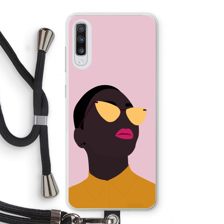Yellow glasses: Samsung Galaxy A70 Transparant Hoesje met koord
