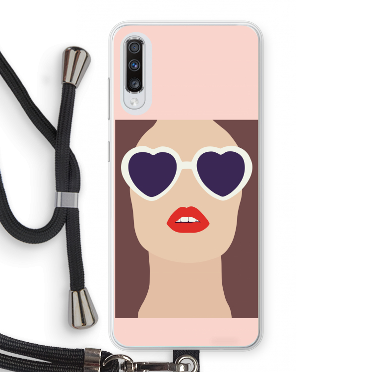 Red lips: Samsung Galaxy A70 Transparant Hoesje met koord