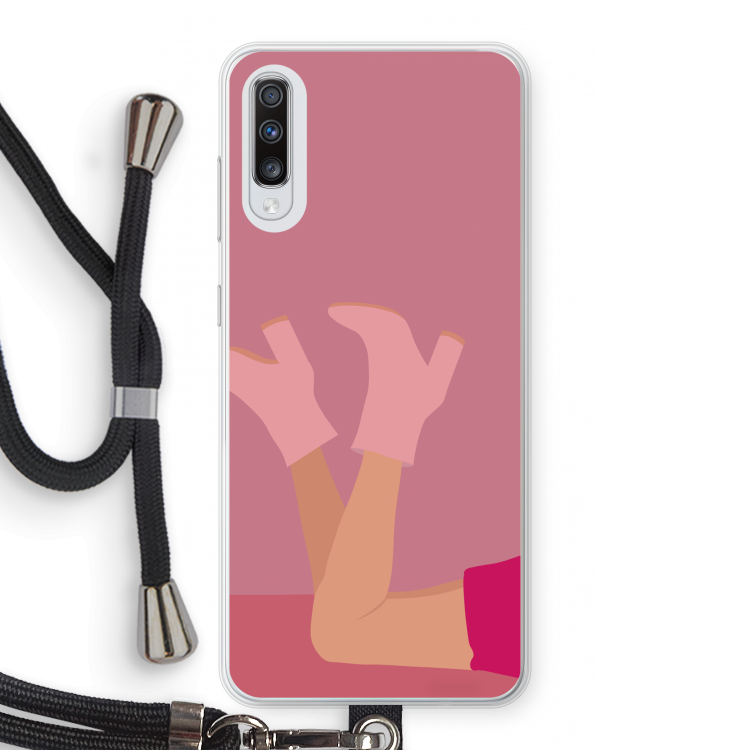 Pink boots: Samsung Galaxy A70 Transparant Hoesje met koord