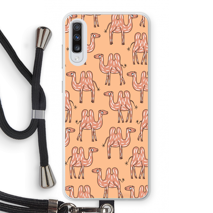 Kameel: Samsung Galaxy A70 Transparant Hoesje met koord