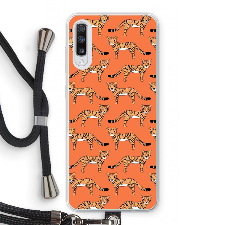 Cheetah: Samsung Galaxy A70 Transparant Hoesje met koord