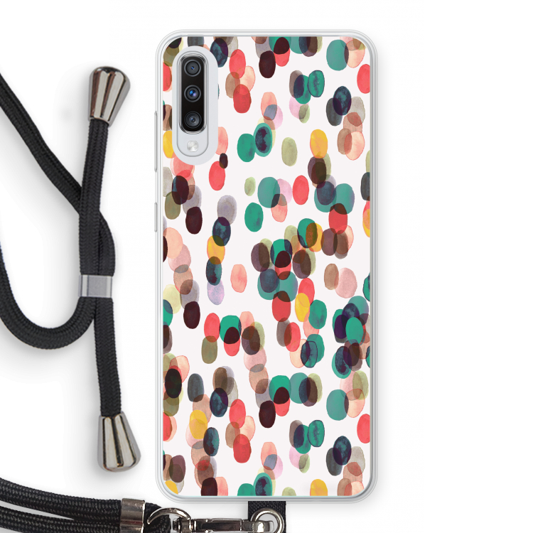 Tropical Dots: Samsung Galaxy A70 Transparant Hoesje met koord