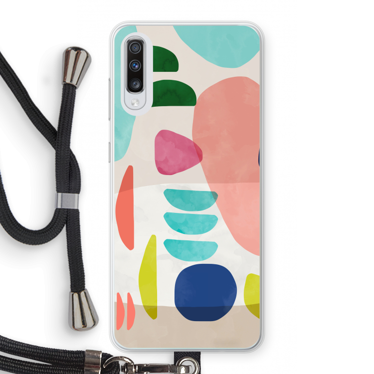 Bold Rounded Shapes: Samsung Galaxy A70 Transparant Hoesje met koord