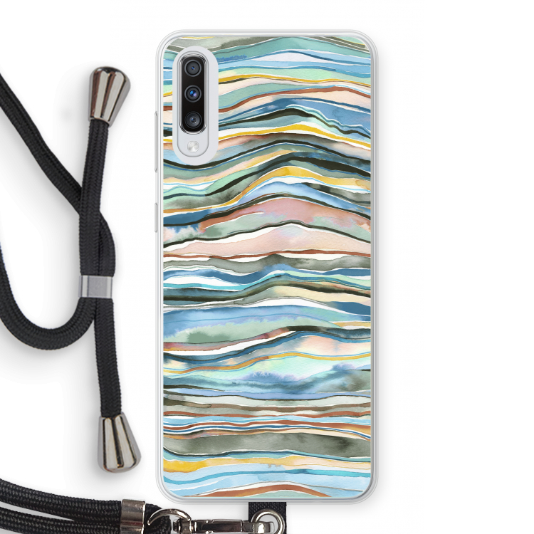 Watercolor Agate: Samsung Galaxy A70 Transparant Hoesje met koord