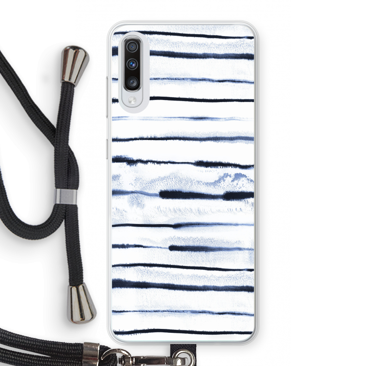 Ink Stripes: Samsung Galaxy A70 Transparant Hoesje met koord