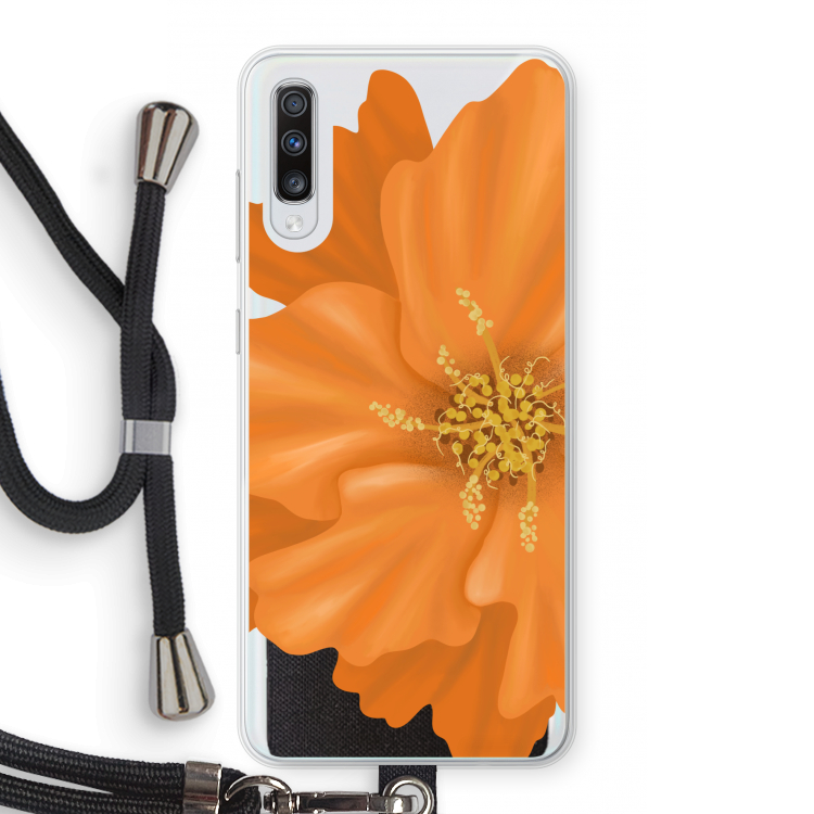 Orange Ellila flower: Samsung Galaxy A70 Transparant Hoesje met koord