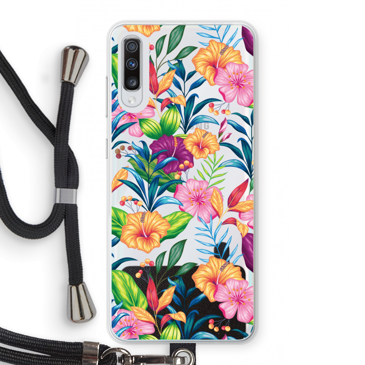 Tropisch 2: Samsung Galaxy A70 Transparant Hoesje met koord