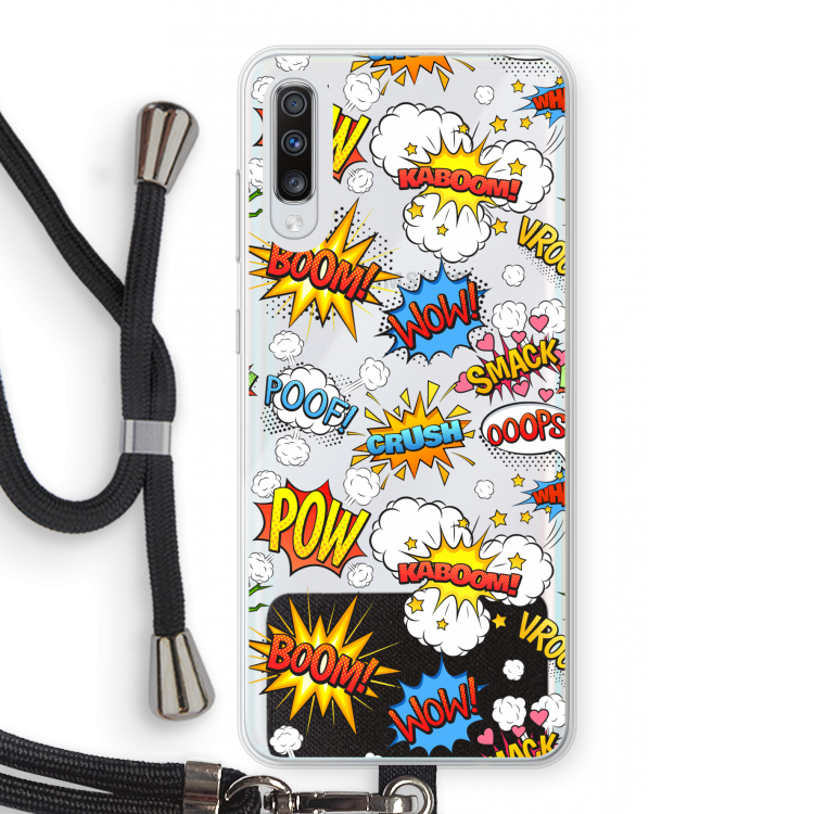 Pow Smack: Samsung Galaxy A70 Transparant Hoesje met koord