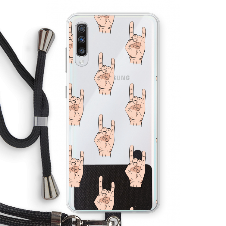 Rock: Samsung Galaxy A70 Transparant Hoesje met koord