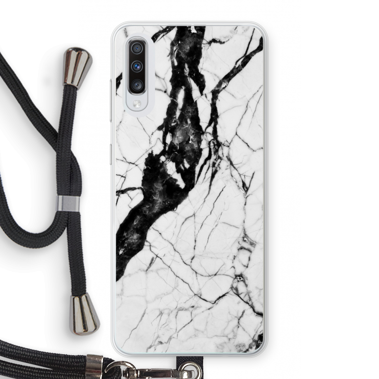 Witte marmer 2: Samsung Galaxy A70 Transparant Hoesje met koord