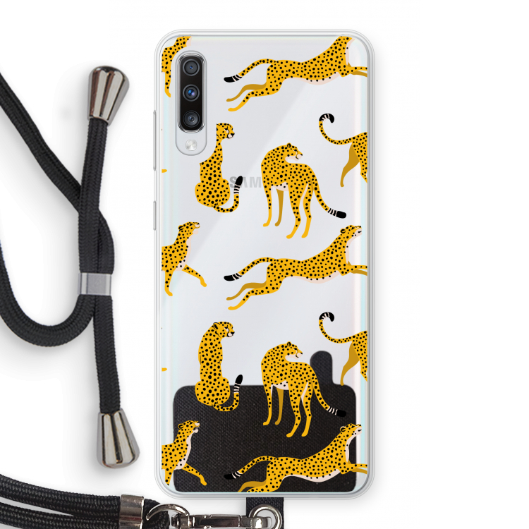 Luipaard: Samsung Galaxy A70 Transparant Hoesje met koord