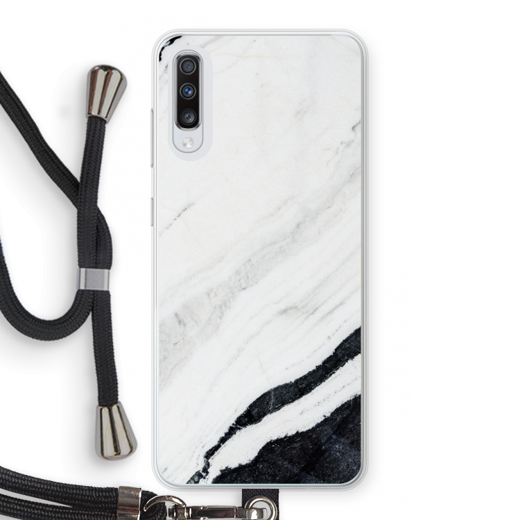 Elegante marmer: Samsung Galaxy A70 Transparant Hoesje met koord