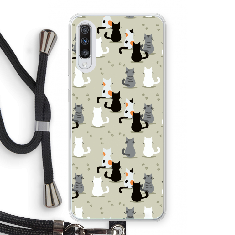 Katten: Samsung Galaxy A70 Transparant Hoesje met koord