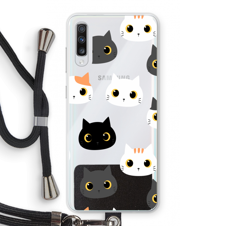 Katten: Samsung Galaxy A70 Transparant Hoesje met koord