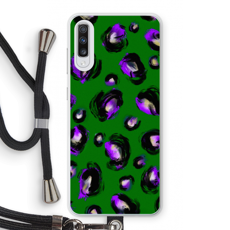 Green Cheetah: Samsung Galaxy A70 Transparant Hoesje met koord