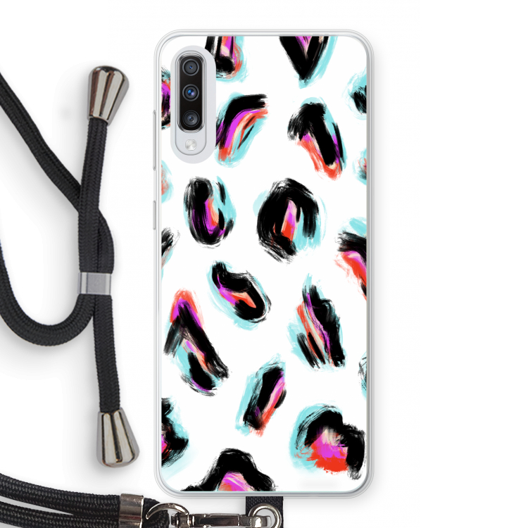 Cheetah color: Samsung Galaxy A70 Transparant Hoesje met koord