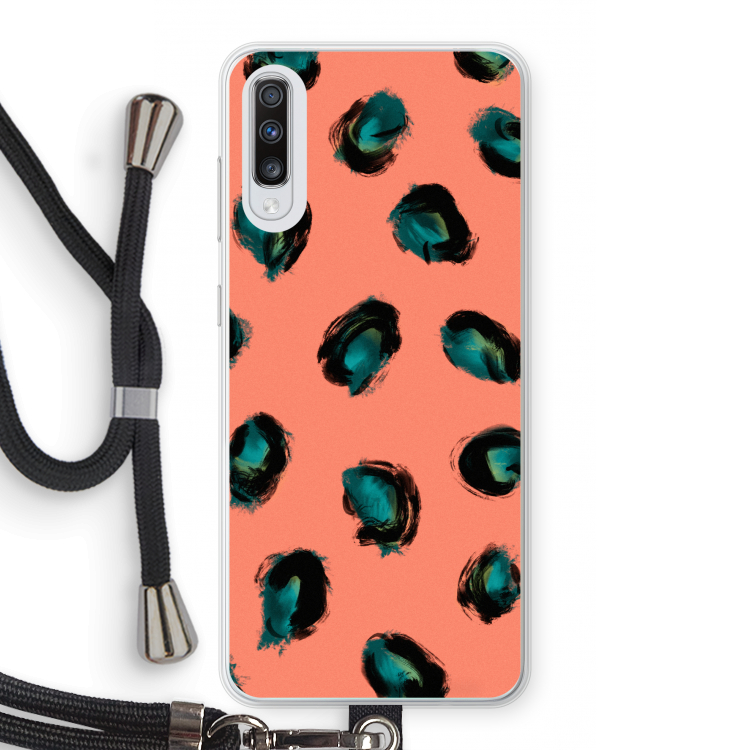 Pink Cheetah: Samsung Galaxy A70 Transparant Hoesje met koord