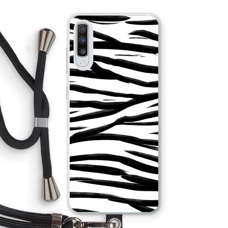 Zebra pattern: Samsung Galaxy A70 Transparant Hoesje met koord