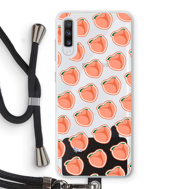 Just peachy: Samsung Galaxy A70 Transparant Hoesje met koord
