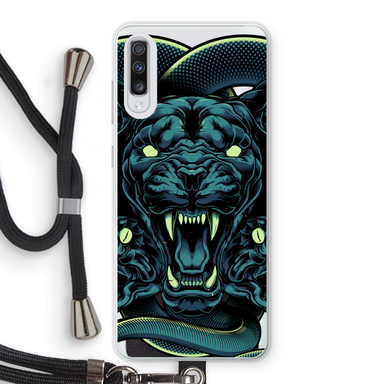 Cougar and Vipers: Samsung Galaxy A70 Transparant Hoesje met koord