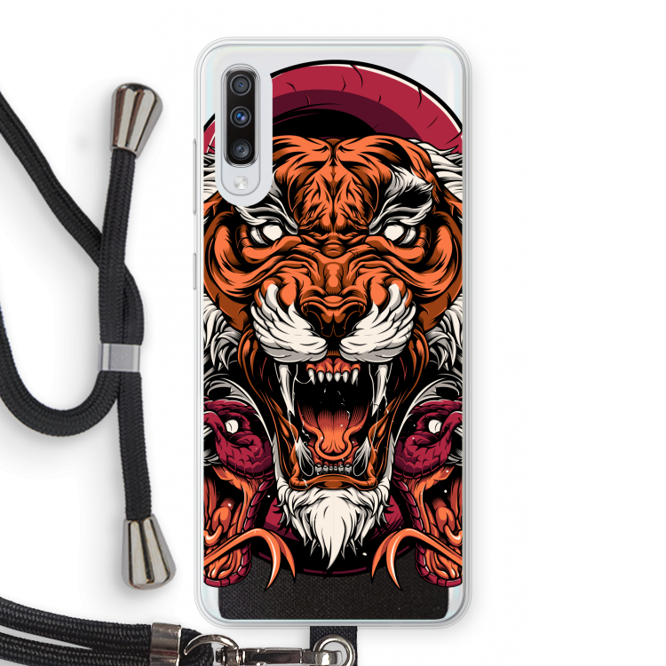 Tiger and Rattlesnakes: Samsung Galaxy A70 Transparant Hoesje met koord