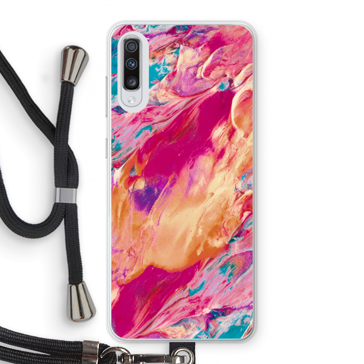 Pastel Echoes: Samsung Galaxy A70 Transparant Hoesje met koord