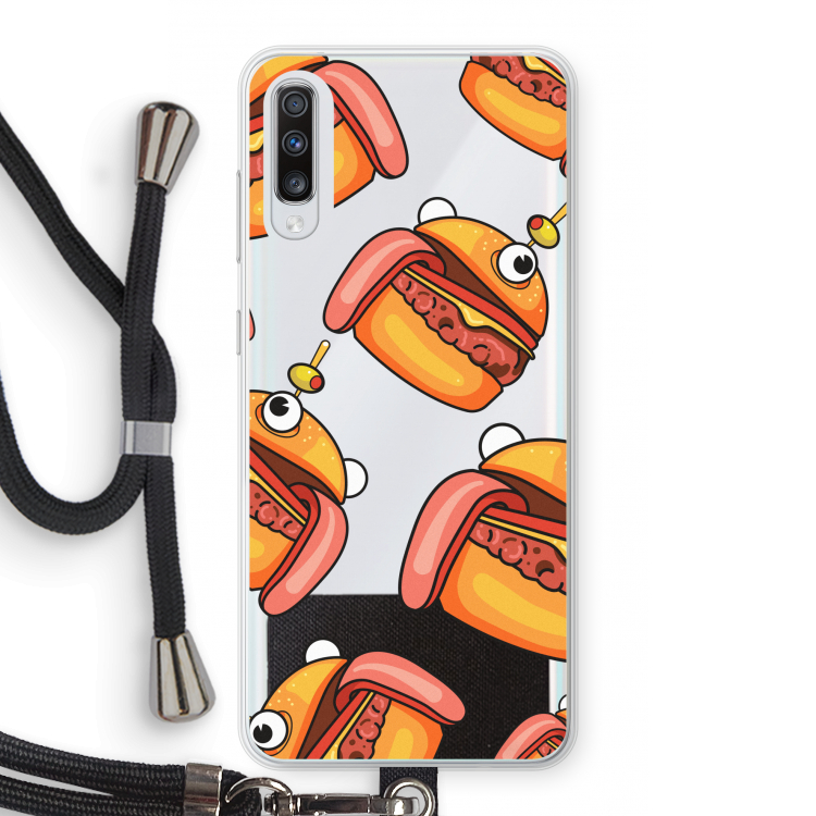 Hamburger: Samsung Galaxy A70 Transparant Hoesje met koord
