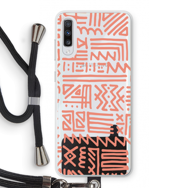 Marrakech Pink: Samsung Galaxy A70 Transparant Hoesje met koord
