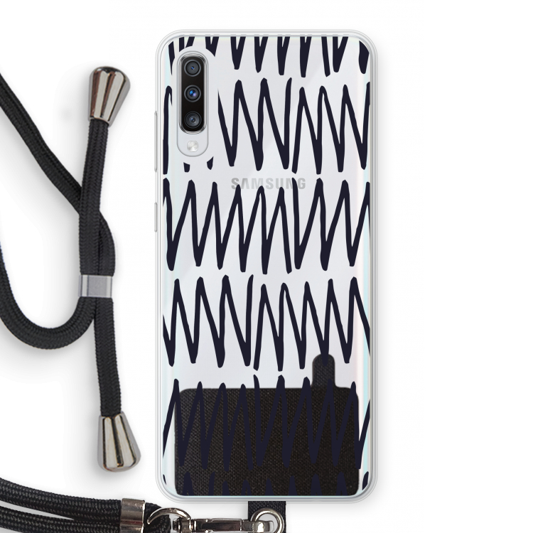 Marrakech Zigzag: Samsung Galaxy A70 Transparant Hoesje met koord