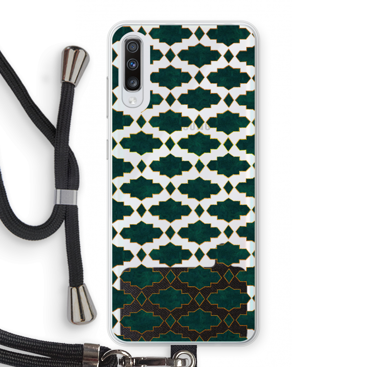 Moroccan tiles: Samsung Galaxy A70 Transparant Hoesje met koord