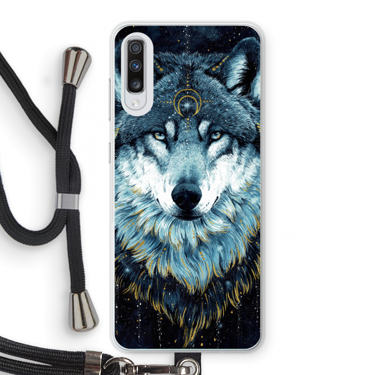 Darkness Wolf: Samsung Galaxy A70 Transparant Hoesje met koord