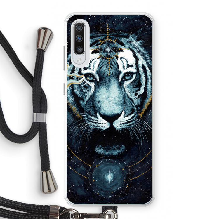 Darkness Tiger: Samsung Galaxy A70 Transparant Hoesje met koord