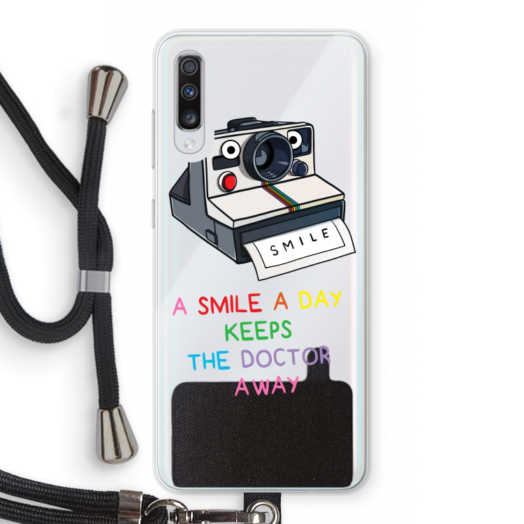 Smile: Samsung Galaxy A70 Transparant Hoesje met koord