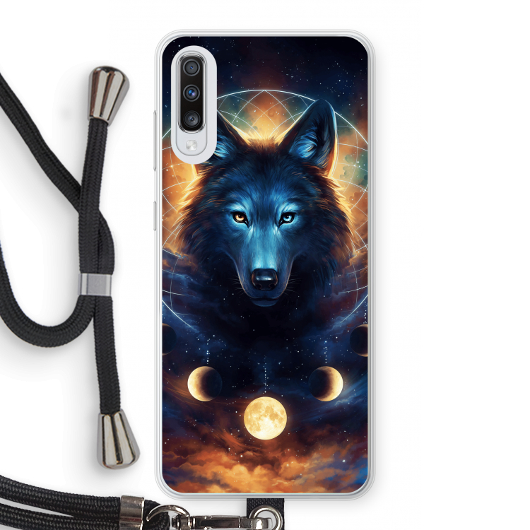 Wolf Dreamcatcher: Samsung Galaxy A70 Transparant Hoesje met koord