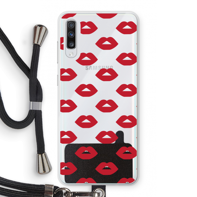 Lips: Samsung Galaxy A70 Transparant Hoesje met koord