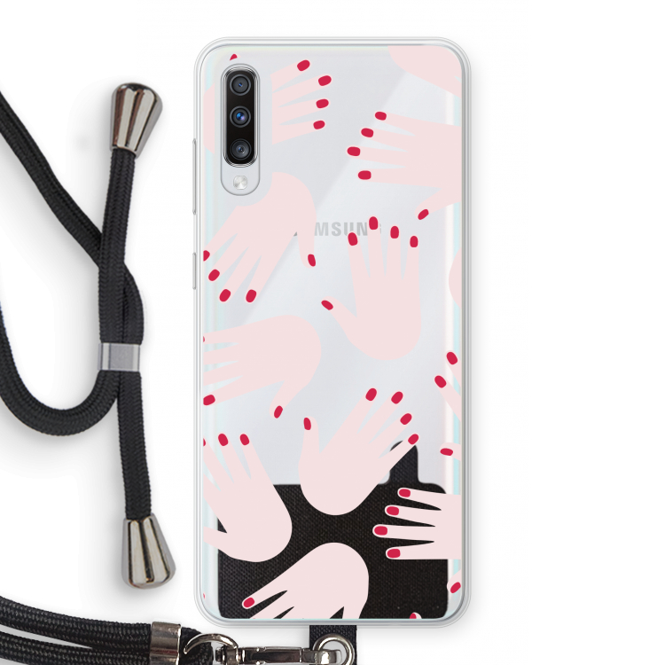 Hands pink: Samsung Galaxy A70 Transparant Hoesje met koord