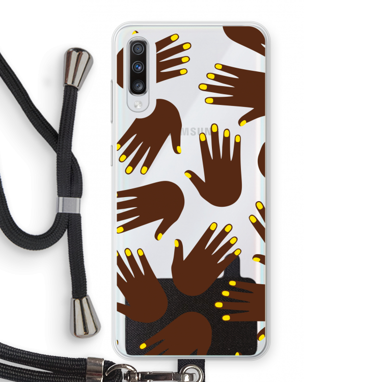 Hands dark: Samsung Galaxy A70 Transparant Hoesje met koord