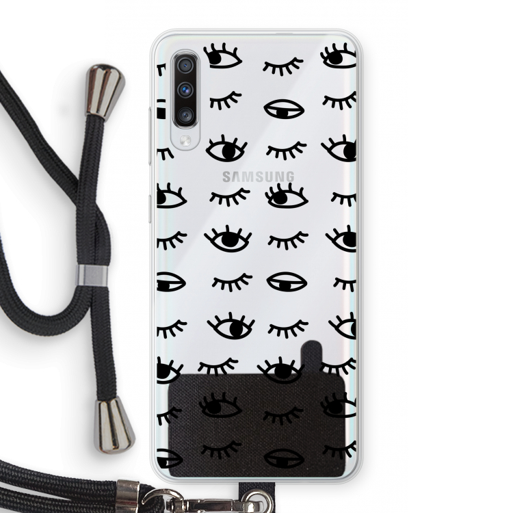 Eye pattern #2: Samsung Galaxy A70 Transparant Hoesje met koord