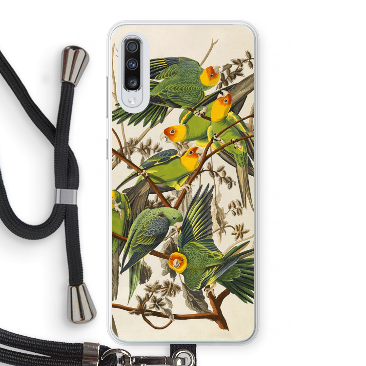 Carolinaparkiet: Samsung Galaxy A70 Transparant Hoesje met koord