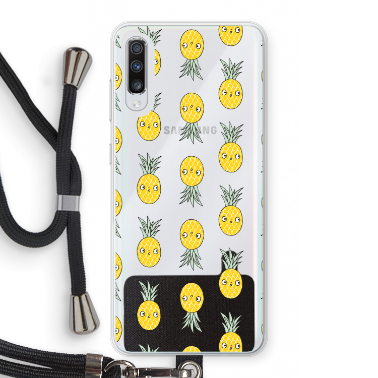 Ananas: Samsung Galaxy A70 Transparant Hoesje met koord