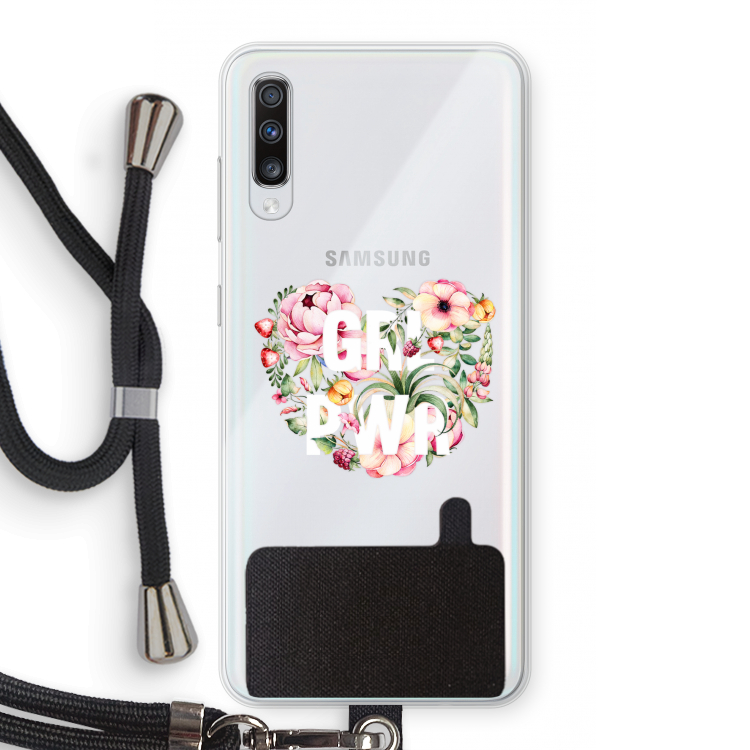 GRL PWR Flower: Samsung Galaxy A70 Transparant Hoesje met koord