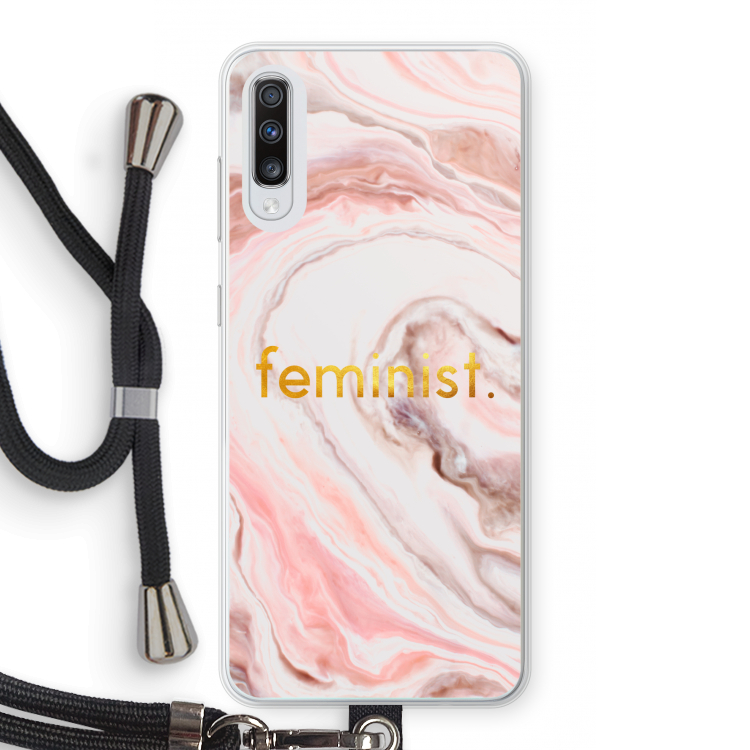 Feminist: Samsung Galaxy A70 Transparant Hoesje met koord