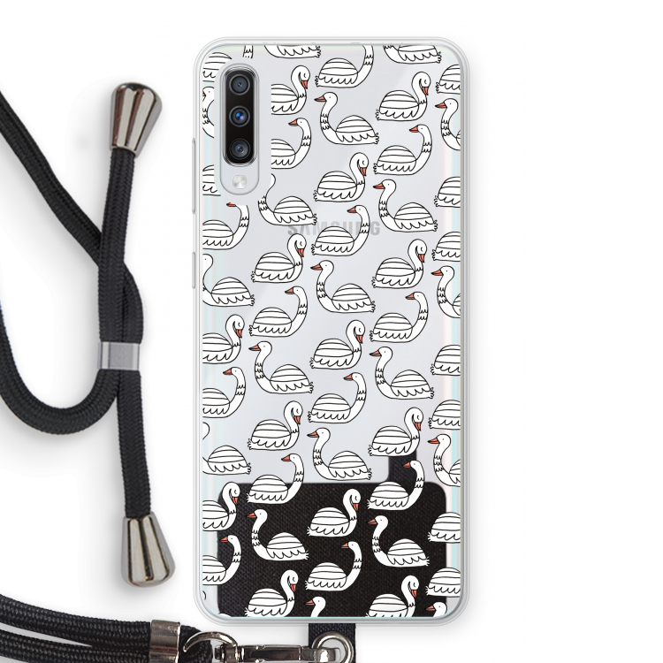 Zwanen: Samsung Galaxy A70 Transparant Hoesje met koord