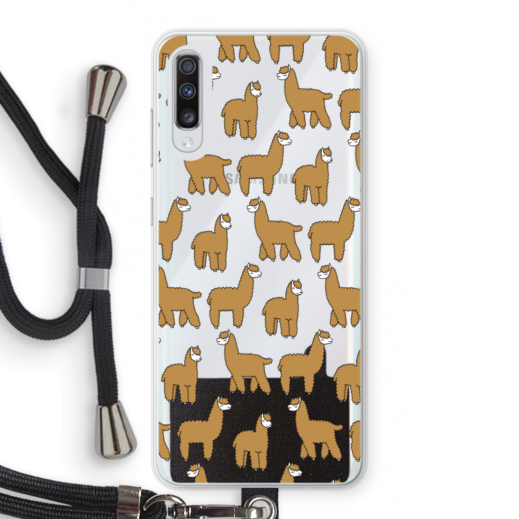 Alpacas: Samsung Galaxy A70 Transparant Hoesje met koord