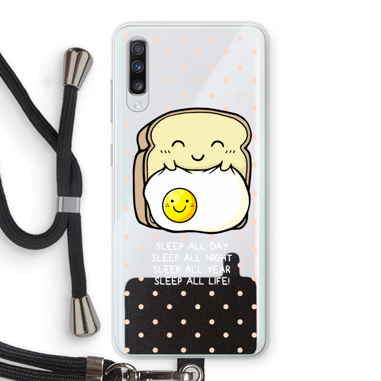 Sleep All Day: Samsung Galaxy A70 Transparant Hoesje met koord