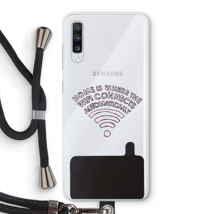Home Is Where The Wifi Is: Samsung Galaxy A70 Transparant Hoesje met koord